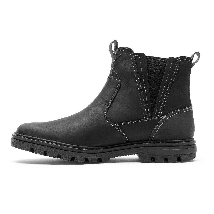 Homens Rockport | Bota Chelsea masculina para clima ou não à prova d'água Couro Preto/Camurça