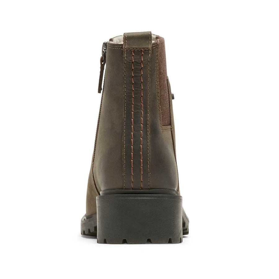 Mulher Rockport | Bota Chelsea impermeável Ryleigh feminina Dk Taupe Lthr Wp Wl